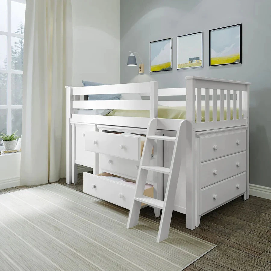 Jackpot Deluxe Windsor Twin-Size Storage Loft Bed With Two Dressers + Desk 4 Jackpot Deluxe Windsor Twin-Size Storage Loft Bed With Two Dressers + Desk - Image 2