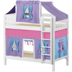 Maxtrix Twin High Bunk Bed With Straight Ladder, Top Tent + Curtain