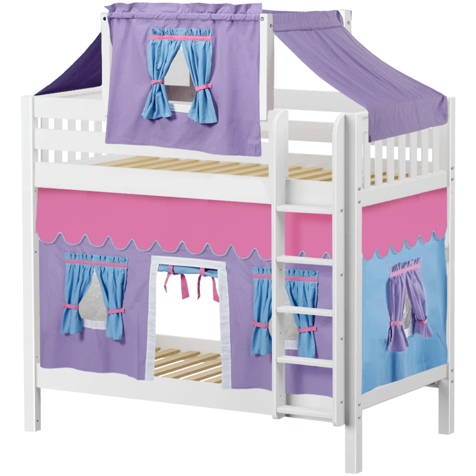 Maxtrix Twin High Bunk Bed With Straight Ladder, Top Tent + Curtain 3 Maxtrix Twin High Bunk Bed With Straight Ladder, Top Tent + Curtain
