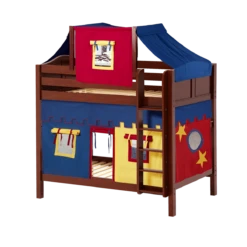 Maxtrix Twin High Bunk Bed With Straight Ladder, Top Tent + Curtain 31 Maxtrix Twin High Bunk Bed With Straight Ladder, Top Tent + Curtain -Kids Furniture ALTO29 CC