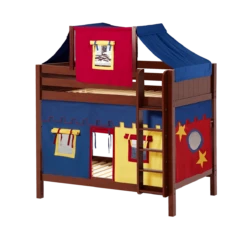 Maxtrix Twin High Bunk Bed With Straight Ladder, Top Tent + Curtain 32 Maxtrix Twin High Bunk Bed With Straight Ladder, Top Tent + Curtain -Kids Furniture ALTO29 CP