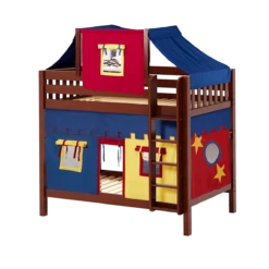 Maxtrix Twin High Bunk Bed With Straight Ladder, Top Tent + Curtain 33 Maxtrix Twin High Bunk Bed With Straight Ladder, Top Tent + Curtain -Kids Furniture ALTO29 CS
