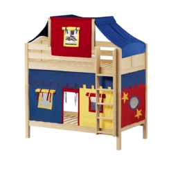 Maxtrix Twin High Bunk Bed With Straight Ladder, Top Tent + Curtain 37 Maxtrix Twin High Bunk Bed With Straight Ladder, Top Tent + Curtain -Kids Furniture ALTO29 NC
