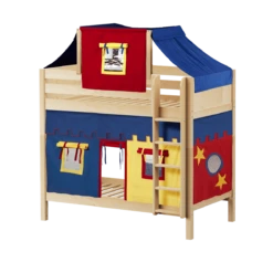 Maxtrix Twin High Bunk Bed With Straight Ladder, Top Tent + Curtain 38 Maxtrix Twin High Bunk Bed With Straight Ladder, Top Tent + Curtain -Kids Furniture ALTO29 NP