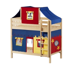 Maxtrix Twin High Bunk Bed With Straight Ladder, Top Tent + Curtain 39 Maxtrix Twin High Bunk Bed With Straight Ladder, Top Tent + Curtain -Kids Furniture ALTO29 NS