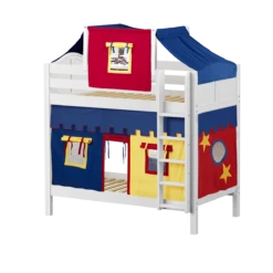 Maxtrix Twin High Bunk Bed With Straight Ladder, Top Tent + Curtain 34 Maxtrix Twin High Bunk Bed With Straight Ladder, Top Tent + Curtain -Kids Furniture ALTO29 WC