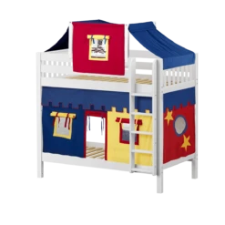 Maxtrix Twin High Bunk Bed With Straight Ladder, Top Tent + Curtain 36 Maxtrix Twin High Bunk Bed With Straight Ladder, Top Tent + Curtain -Kids Furniture ALTO29 WS