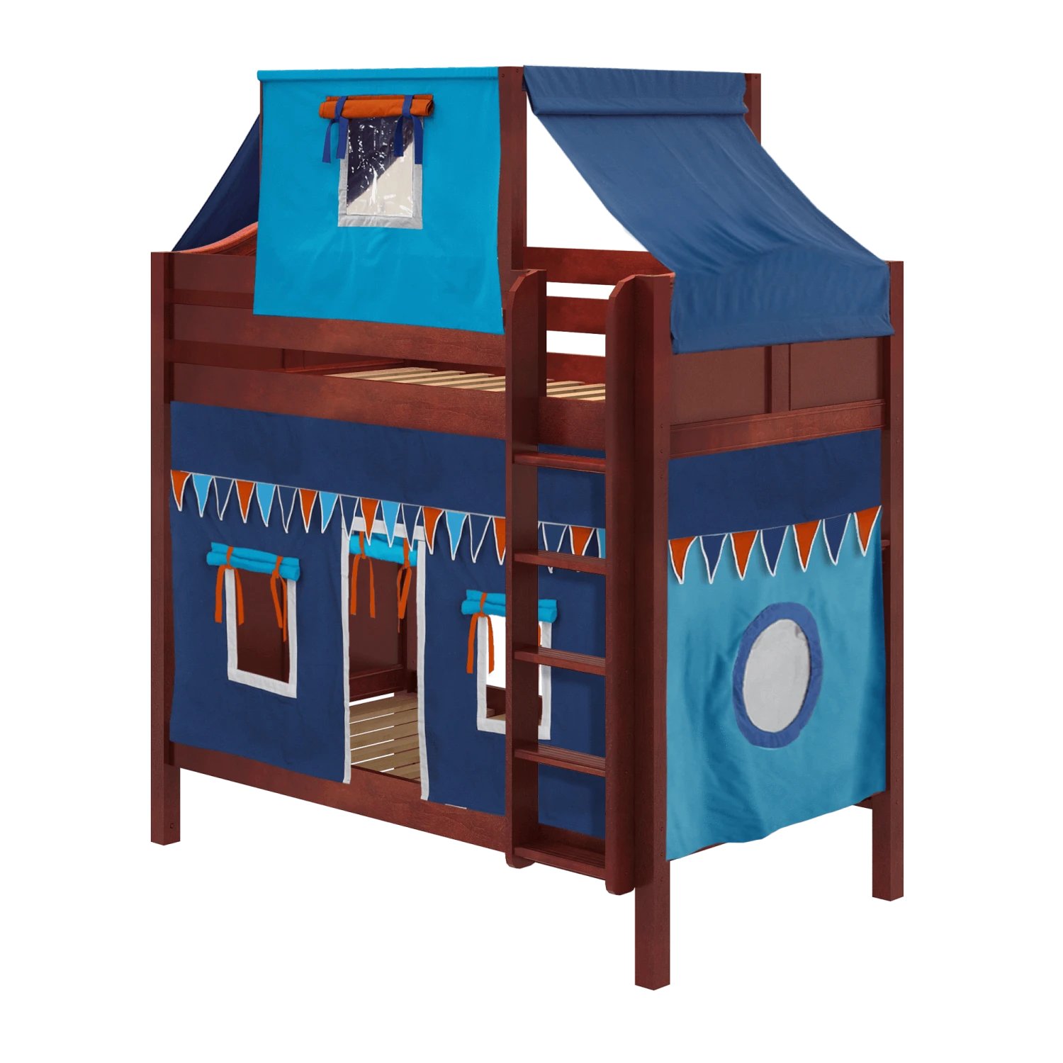 Maxtrix Twin High Bunk Bed With Straight Ladder, Top Tent + Curtain 4 Maxtrix Twin High Bunk Bed With Straight Ladder, Top Tent + Curtain - Image 2