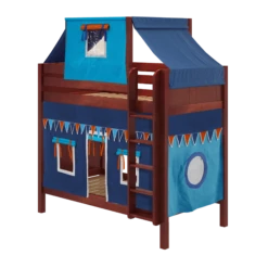 Maxtrix Twin High Bunk Bed With Straight Ladder, Top Tent + Curtain 24 Maxtrix Twin High Bunk Bed With Straight Ladder, Top Tent + Curtain -Kids Furniture ALTO80 CP