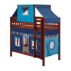 Maxtrix Twin High Bunk Bed With Straight Ladder, Top Tent + Curtain 25 Maxtrix Twin High Bunk Bed With Straight Ladder, Top Tent + Curtain -Kids Furniture ALTO80 CS