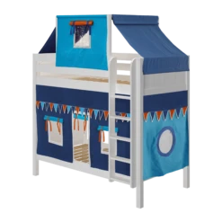 Maxtrix Twin High Bunk Bed With Straight Ladder, Top Tent + Curtain 27 Maxtrix Twin High Bunk Bed With Straight Ladder, Top Tent + Curtain -Kids Furniture ALTO80 WP
