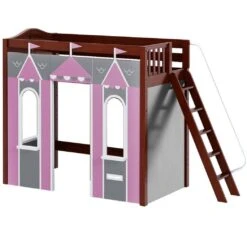 Maxtrix Twin High Loft Bed With Angled Ladder + Playhouse Panels -Kids Furniture ARENA 077 CC