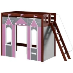 Maxtrix Twin High Loft Bed With Angled Ladder + Playhouse Panels -Kids Furniture ARENA 077 CP