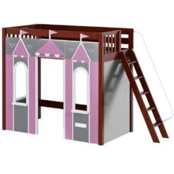Maxtrix Twin High Loft Bed With Angled Ladder + Playhouse Panels -Kids Furniture ARENA 077 CS