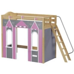 Maxtrix Twin High Loft Bed With Angled Ladder + Playhouse Panels -Kids Furniture ARENA 077 NC