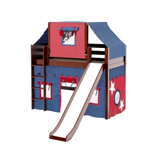 Maxtrix Twin Mid Loft Bed With Straight Ladder, Curtain, Top Tent + Slide 11 Maxtrix Twin Mid Loft Bed With Straight Ladder, Curtain, Top Tent + Slide - Image 9