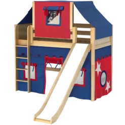 Maxtrix Twin Mid Loft Bed With Straight Ladder, Curtain, Top Tent + Slide 25 Maxtrix Twin Mid Loft Bed With Straight Ladder, Curtain, Top Tent + Slide -Kids Furniture AWESOME21 NP 2426fe7e 395b 4efa 83b0 ff0eff5fe509