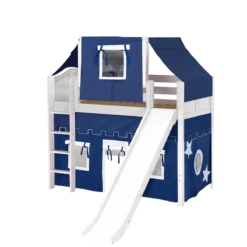 Maxtrix Twin Mid Loft Bed With Straight Ladder, Curtain, Top Tent + Slide 31 Maxtrix Twin Mid Loft Bed With Straight Ladder, Curtain, Top Tent + Slide -Kids Furniture AWESOME22 WC edd8b225 fcdd 4cfd 8a9d 54edf4779c11