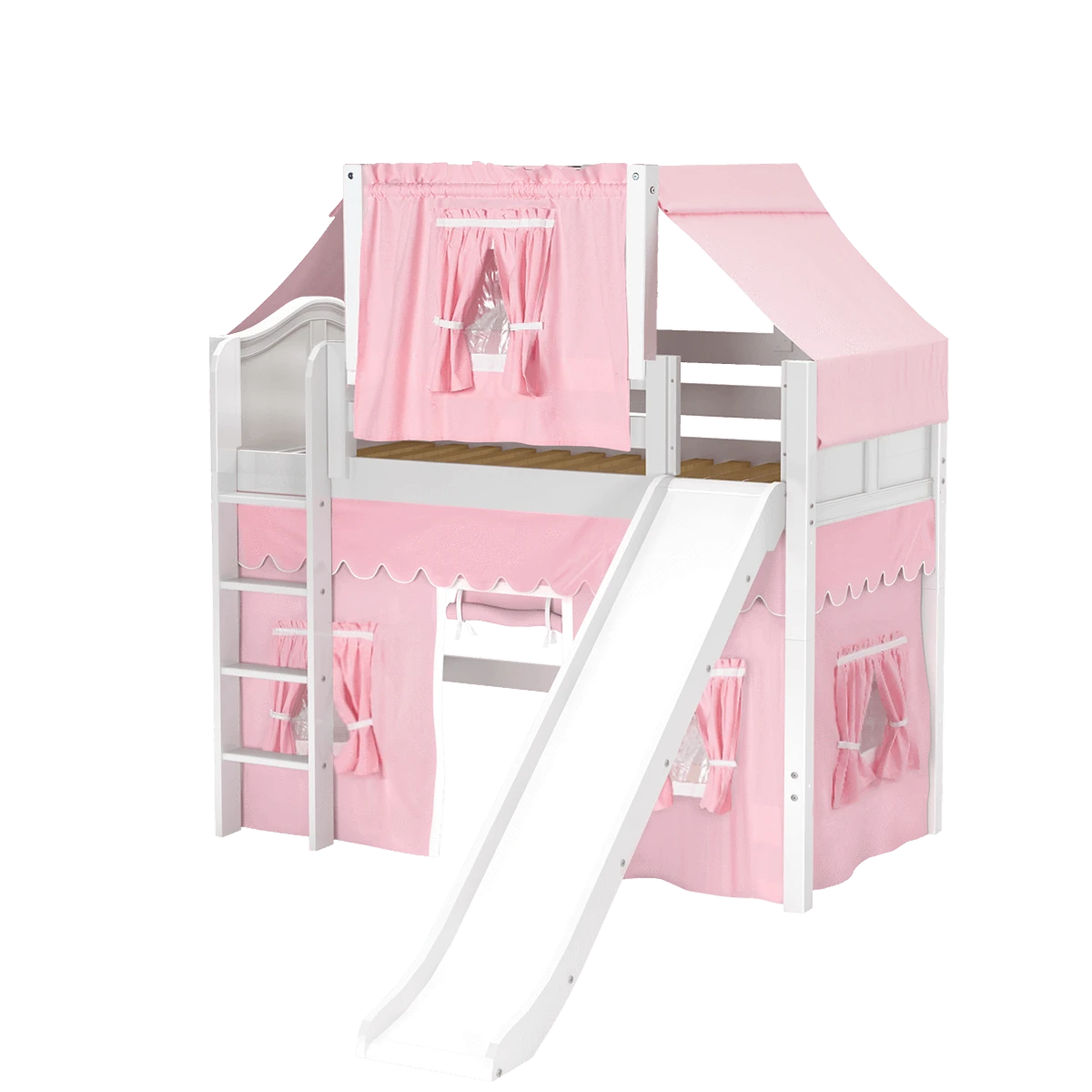 Maxtrix Twin Mid Loft Bed With Straight Ladder, Curtain, Top Tent + Slide 21 Maxtrix Twin Mid Loft Bed With Straight Ladder, Curtain, Top Tent + Slide - Image 19