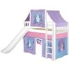 Maxtrix Twin Mid Loft Bed With Straight Ladder, Curtain, Top Tent + Slide -Kids Furniture AWESOME27 WS b813601f 24b6 496d b17b af03ccf7c10b