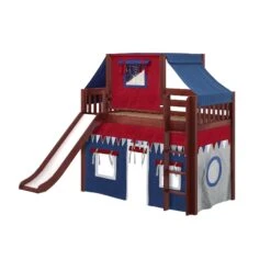 Maxtrix Twin Mid Loft Bed With Straight Ladder, Curtain, Top Tent + Slide 27 Maxtrix Twin Mid Loft Bed With Straight Ladder, Curtain, Top Tent + Slide -Kids Furniture AWESOME44 CS 51ee1f17 ad31 493c a41a 89923e6f1662