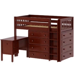 Maxtrix Twin Mid Loft Bed With Straight Ladder, Storage + Desk -Kids Furniture BLING21L CS 246e336b 9d28 44f6 b890 4bffded37024