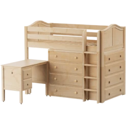 Maxtrix Twin Mid Loft Bed With Straight Ladder, Storage + Desk -Kids Furniture BLING21L NC cd0019f3 a411 4cec bf70 72ae2d4a3a5c