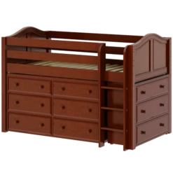 Maxtrix Twin Low Loft Bed With Straight Ladder + Storage -Kids Furniture BOX CC