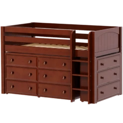 Maxtrix Twin Low Loft Bed With Straight Ladder + Storage -Kids Furniture BOX CP