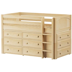 Maxtrix Twin Low Loft Bed With Straight Ladder + Storage -Kids Furniture BOX NP