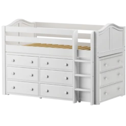 Maxtrix Twin Low Loft Bed With Straight Ladder + Storage -Kids Furniture BOX WC