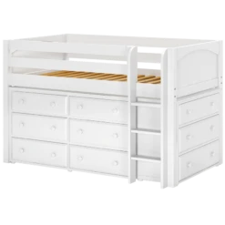 Maxtrix Twin Low Loft Bed With Straight Ladder + Storage -Kids Furniture BOX WP