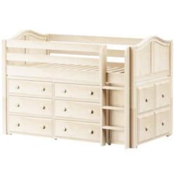 Maxtrix Twin Low Loft Bed With Straight Ladder + Storage -Kids Furniture BOX12 NC