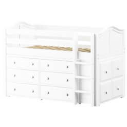 Maxtrix Twin Low Loft Bed With Straight Ladder + Storage -Kids Furniture BOX12 WC