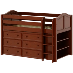 Maxtrix Twin Low Loft Bed With Straight Ladder + Storage -Kids Furniture BOX2 CC