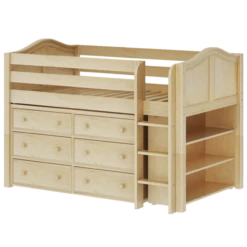 Maxtrix Twin Low Loft Bed With Straight Ladder + Storage -Kids Furniture BOX2 NC