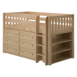 Maxtrix Twin Low Loft Bed With Straight Ladder + Storage -Kids Furniture BOX2 NS