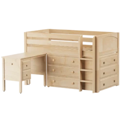 Maxtrix Twin Low Loft Bed With Straight Ladder, Storage + Desk -Kids Furniture BOX21L NP 4a763688 6be5 49ed abc5 30c3cb4eb63a