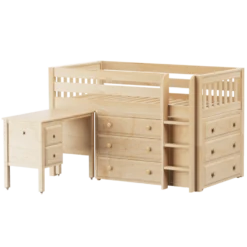 Maxtrix Twin Low Loft Bed With Straight Ladder, Storage + Desk -Kids Furniture BOX21L NS be849d9a e08d 470b bb3b 57b2ddd04eac