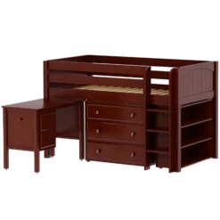 Maxtrix Twin Low Loft Bed With Straight Ladder, Storage + Desk -Kids Furniture BOX23L CP 3dbb5085 b1cc 485d 94df 3baf7357ba33