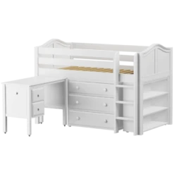 Maxtrix Twin Low Loft Bed With Straight Ladder, Storage + Desk -Kids Furniture BOX23L WC 9cd16b92 35bf 434e a534 843dbde61a74