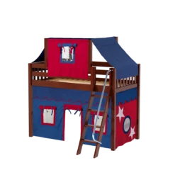 Maxtrix Twin Mid Loft Bed With Angled Ladder, Curtain + Top Tent -Kids Furniture CHAP21 CS 051c3282 00a1 48ab b5eb 9463060973b6