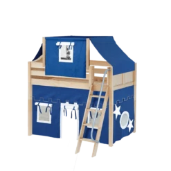 Maxtrix Twin Mid Loft Bed With Angled Ladder, Curtain + Top Tent -Kids Furniture CHAP22 NC 89e4a106 e346 4a01 a5cf ea6de706c332