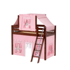 Maxtrix Twin Mid Loft Bed With Angled Ladder, Curtain + Top Tent -Kids Furniture CHAP23 CS 3be23973 4a21 43ae a9a5 b8160432770b