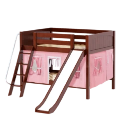 Maxtrix Full Low Bunk Bed With Angled Ladder, Curtain + Slide -Kids Furniture CLIFF23 CP 12475e4d 1847 499d bf51 da10d1eca530