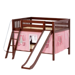 Maxtrix Full Low Bunk Bed With Angled Ladder, Curtain + Slide -Kids Furniture CLIFF23 CS b2e8864a 4bf9 4d97 a3d4 36a826254997