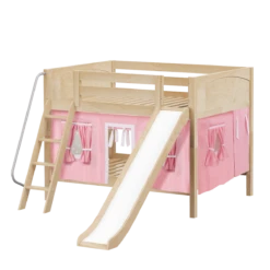 Maxtrix Full Low Bunk Bed With Angled Ladder, Curtain + Slide -Kids Furniture CLIFF23 NP f94de47a 87c6 4a39 b7e4 3f0f5447b7c7