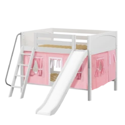 Maxtrix Full Low Bunk Bed With Angled Ladder, Curtain + Slide -Kids Furniture CLIFF23 WP 4446185c 8a1d 4d15 ad6f 0fca472240af