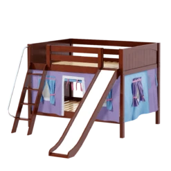 Maxtrix Full Low Bunk Bed With Angled Ladder, Curtain + Slide -Kids Furniture CLIFF27 CP 08ae2370 b0e8 4c52 8320 13b72fb12a94