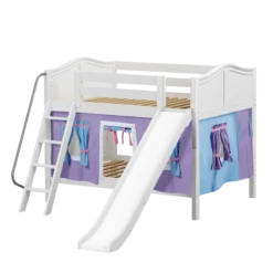 Maxtrix Full Low Bunk Bed With Angled Ladder, Curtain + Slide -Kids Furniture CLIFF27 WC d0733121 1fe1 4240 8e14 41c033bc7cf9